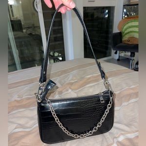 black purse with chain